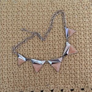 Geometric Silver and Tan Necklace